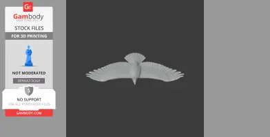 3D model of a Greater Spotted Eagle in flight, wings spread wide for 3D printing.