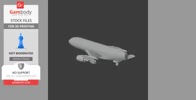 3D model of an Airbus A330 airplane for 3D printing, displayed on a dark background.