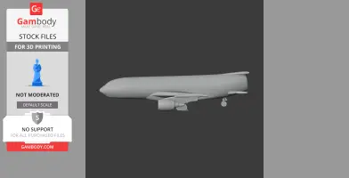Gray 3D model of an Airbus A330 aircraft for 3D printing. Side view, minimalist detail.