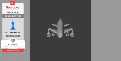 3D model of an Airbus A330 viewed from the front, designed for 3D printing.