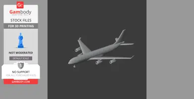 3D model of an Airbus A340 airplane, showing detailed design for 3D printing.