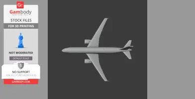 Top view of a 3D model of an Airbus A350 airplane, designed for 3D printing.