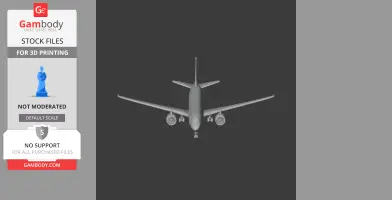 3D model of an Airbus A350 viewed from the front, designed for 3D printing.