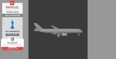 3D model of Airbus A350 for printing, viewed from the side with landing gear visible.