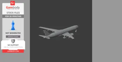 A grayscale 3D model of an Airbus A350 airplane with landing gear extended.
