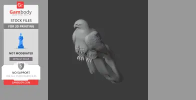 3D model of a perched Gyrfalcon, detailed feathers and talons, designed for 3D printing.