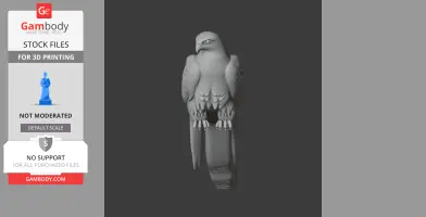 3D model of a gyrfalcon perched, detailed feathers and talons visible, for printing.