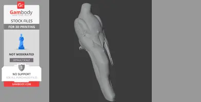 3D model of a gyrfalcon with detailed feathers and minimalist head for 3D printing.