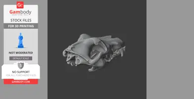 3D model of an Arctic wolf skull, intended for 3D printing, displayed on a dark background.