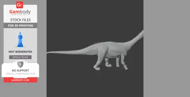 A 3D model of a Haplocanthosaurus, a large, long-necked dinosaur, ready for 3D printing.