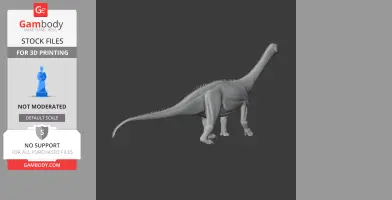 3D model of a Haplocanthosaurus dinosaur, posed with a long tail and elevated head, for 3D printing.