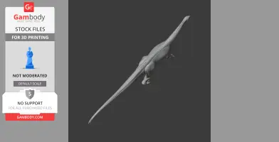 A 3D model of a Haplocanthosaurus dinosaur in a dynamic pose, viewed from above.