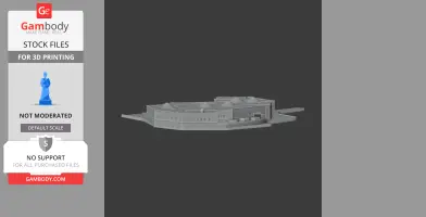 3D model of Al-Faw Palace with detailed architectural features on a grey background.