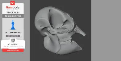 3D model of an Asian elephant skull, detailed for 3D printing, side view.