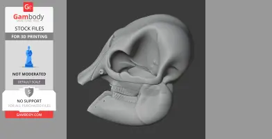 3D model of an Asian elephant skull, side view, designed for 3D printing.