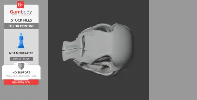 3D model of an Asian elephant skull, viewed from the side, designed for 3D printing.