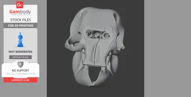 3D model of an Asian elephant skull for 3D printing with detailed bone structures.