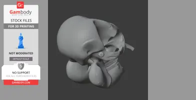 3D model of an Asian elephant skull, suitable for 3D printing.