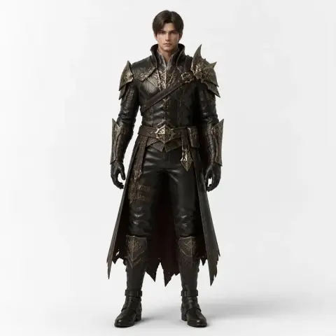 Armored adventurer figurine in detailed attire, designed for 3D printing.