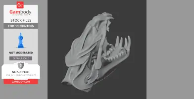 3D model of an Atlantic marlin skull, featuring detailed teeth and bone structure.