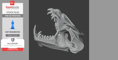 3D model of an Atlantic Marlin skull with open jaw, designed for 3D printing.