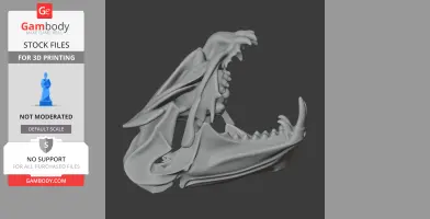 3D model of an Atlantic marlin skull replica with open jaws, suitable for 3D printing.