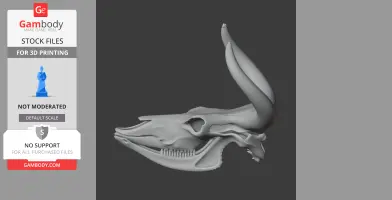 3D model of an aurochs skull, showcasing detailed horns and bone structure, suitable for 3D printing.
