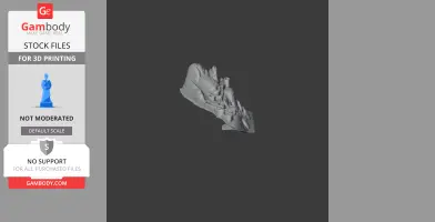 3D model of Alamut Castle with rocky terrain and towers for 3D printing.
