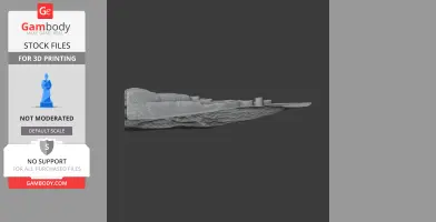 Gray 3D model of Alamut Castle on a rocky base, side view, for 3D printing.