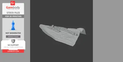 3D model of Alamut Castle on a rocky landscape, designed for 3D printing.