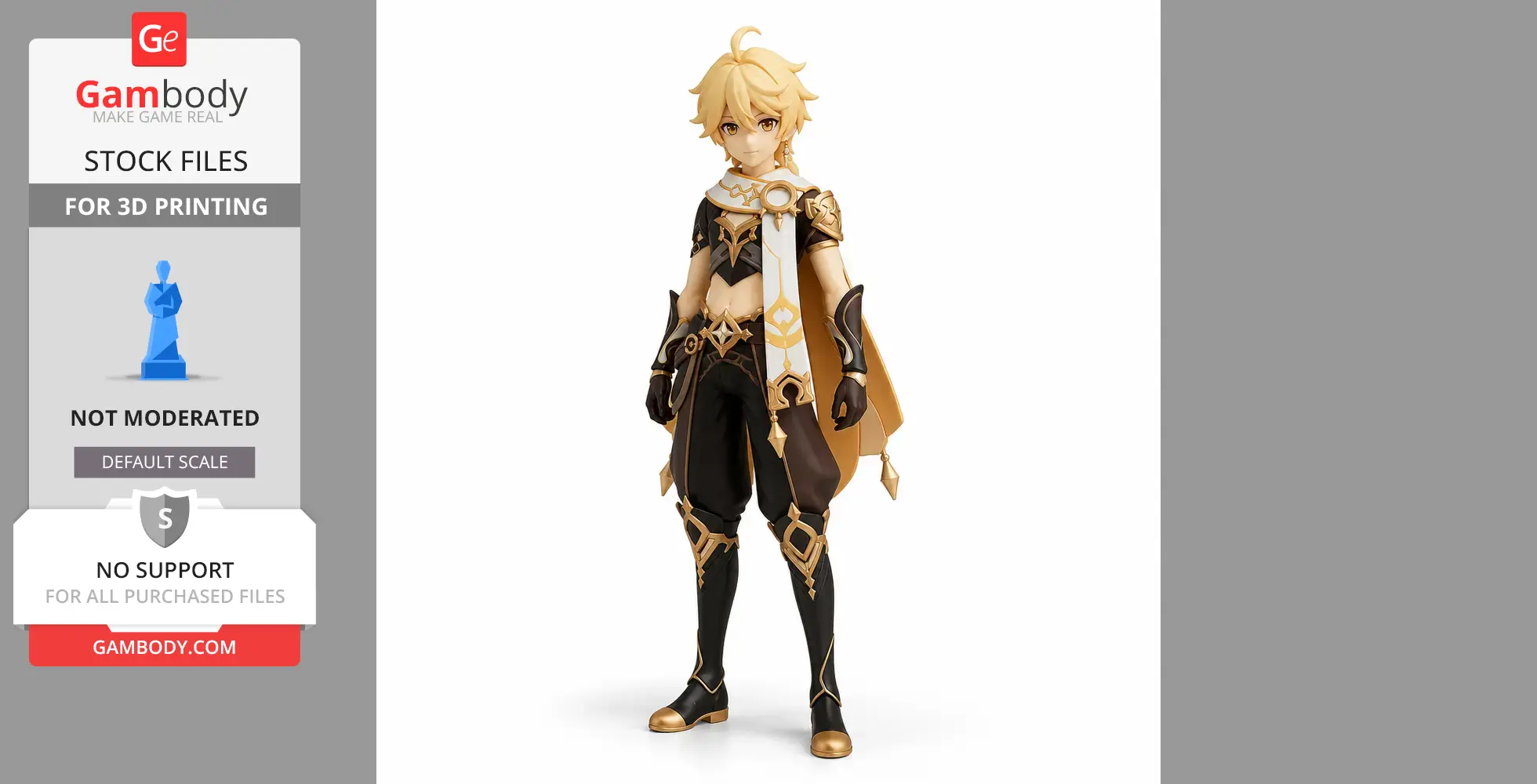 Aether figurine from Genshin Impact, in detailed attire, ready for 3D printing from Gambody.