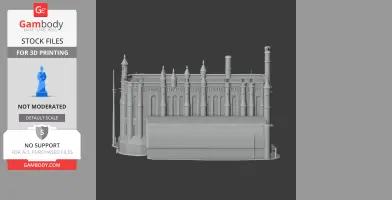 3D model of Albi Cathedral with detailed spires and arches for 3D printing.