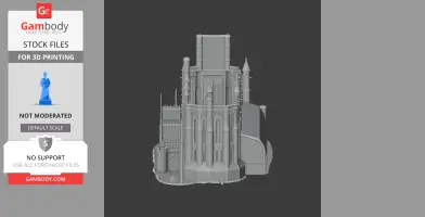 3D model of a detailed cathedral, featuring gothic architectural elements and multiple spires.