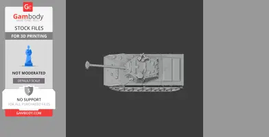 Top view of a detailed 3D tank model with visible turret and tracks, set for 3D printing.
