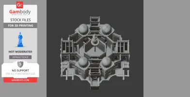 An intricate 3D architectural model with domes and towers, designed for 3D printing.