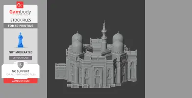A detailed 3D model of a classical building with domes and arches, designed for 3D printing.