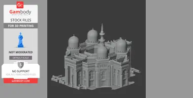 A detailed 3D model of a building with domes and intricate architectural elements for 3D printing.