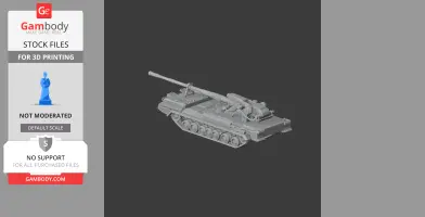 Model of a 2S7 Pion tank with detailed cannon and tracks, designed for 3D printing.