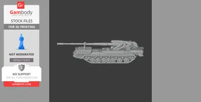 Detailed 3D model of a 2S7 Pion tank with visible tracks and long barrel, for 3D printing.