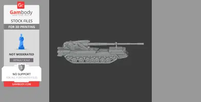 A 3D model of a 2S7 Pion tank displayed on a digital platform for 3D printing files.