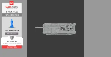 Top view of a detailed 3D model of a 2S7 Pion tank for 3D printing.