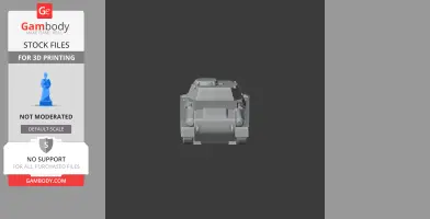 Front view of a detailed 3D model of a tank with prominent turret and cannon, designed for 3D printing.