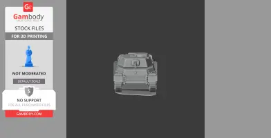 3D model of a tank viewed from the front, designed for 3D printing.