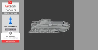 Detailed 3D model of a military tank, side view, ready for 3D printing.