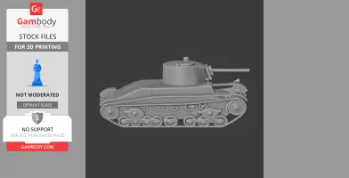 3D model of a 7TP tank with detailed tracks and turret, designed for 3D printing.