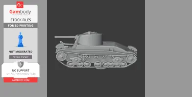 3D model of a detailed 7TP tank, side view, designed for 3D printing.