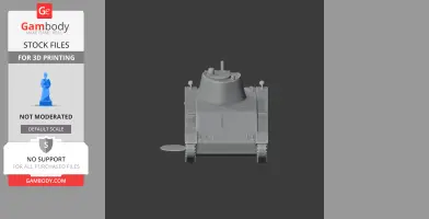 3D model of a 7TP tank, front view, STL file for 3D printing on a dark background.