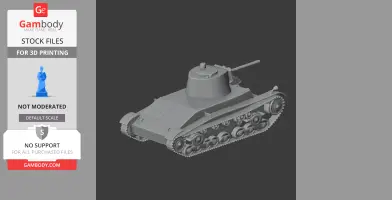 3D model of a 7TP tank with detailed tracks and turret, designed for 3D printing.