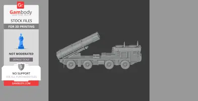 3D model of a military vehicle with multiple rocket launcher, designed for 3D printing.
