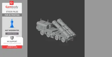 3D model of a military truck with multiple missile launch tubes, suitable for 3D printing.